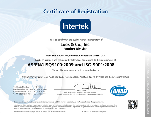 AS9100C Certificate
